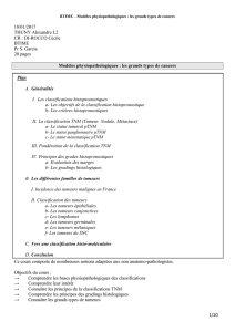 Modèles physiopathologiques les grands types de cancers