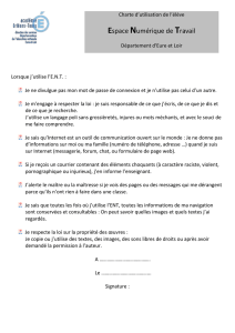 Charte d`utilisation de l`élève - Espace de travail collaboratif atice28