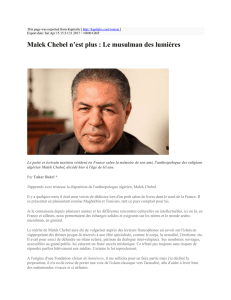 Malek Chebel n`est plus : Le musulman des lumières : Kapitalis : http