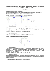Université Montpellier II – UFR Sciences – TP simulation électrique