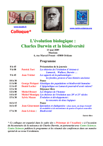 L`évolution biologique : Charles Darwin et la biodiversité 13 mai