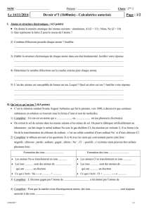 I. Atome et structure électronique : (4,5 points)