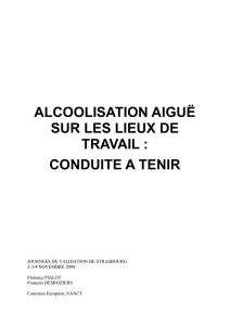 Alcoolisations aiguë - Formation Médecine du Travail