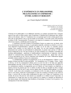 Pragmatisme et Empirisme. Entre James et Bergson.