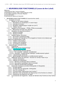 1 NEUROBIOLOGIE FONCTIONNELLE (cours de Ann Lohof)