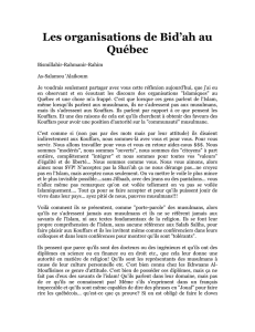 Les organisations de Bid`ah au Québec