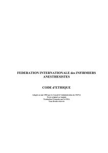 FEDERATION INTERNATIONALE des INFIRMIERS ANESTHESISTES