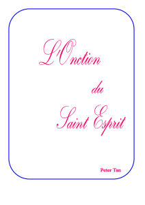 L`ONCTION DU SAINT ESPRIT Par Peter Tan N° Code IHSOP ISBN