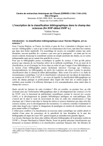 la classification bibliographique sous l`Ancien Régime, art - Hal-SHS