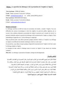 La question du chômage et de la promotion de l`emploi en Algérie.