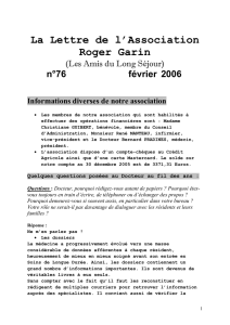 La Lettre de l`Association Roger Garin