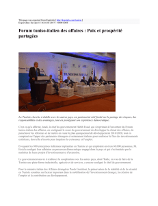 Forum tuniso-italien des affaires : Paix et prospérité