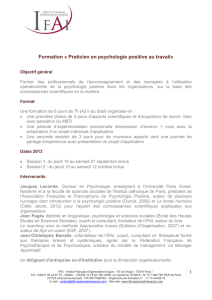 Formation « Praticien en psychologie positive au travail» Objectif