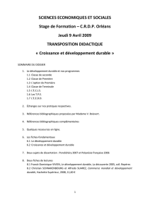 SCIENCES ECONOMIQUES ET SOCIALES Stage de Formation