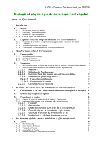 2 Modèle d`études en bio du dvpt des plantes