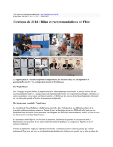 Elections de 2014 : Bilan et recommandations de l`Isie : Kapitalis