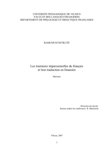 I Les tournures impersonnelles du français