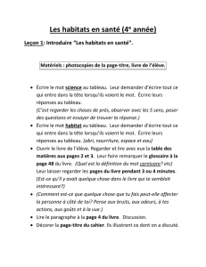 Les habitats en santé (4e année) Leçon 1: Introduire “Les habitats