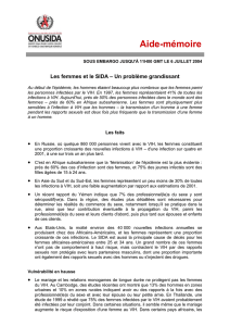 Les femmes et le SIDA – Un problème grandissant