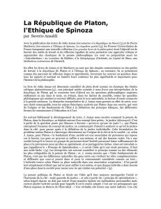 Platon Spinoza et l`éthique