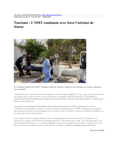 Tourisme : L`OMT condamne avec force l`attentat de Sousse
