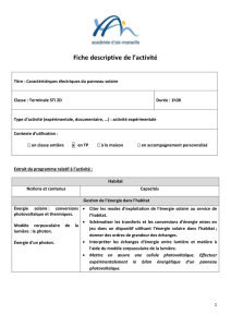 Fiche descriptive de l`activité Titre : Caractéristiques électriques du