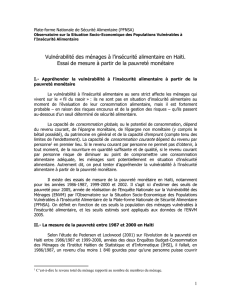 Vulnérabilité des ménages à l`insécurité alimentaire en Haïti.