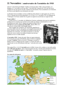 11 Novembre : anniversaire de l`armistice de 1918