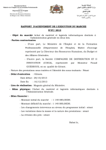 RAPPORT D`ACHEVEMENT DE L`EXECUTION DU MARCHE N°07
