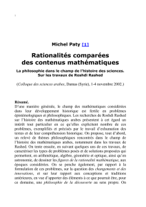 1 Michel Paty [1] Rationalités comparées des contenus