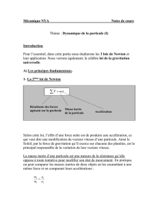 Mécanique NYA Notes de cours