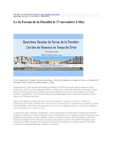 Le 4e Forum de la Fiscalité le 17 novembre à Sfax : Kapitalis