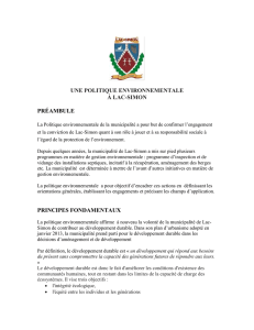 Politique environnemental - Association des propriétaires du lac
