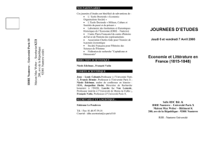 Programme des journées d`étude Economie et littérature en France