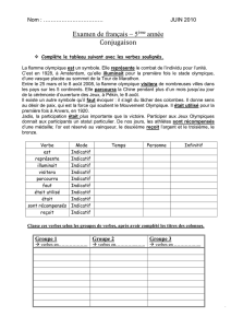 Conjugaison : examen de fin d`année