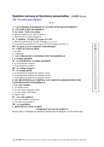 Syst&egrave;me nerveux et fonctions sensorielles : oreille
