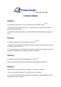 Exercices Atome et éléments