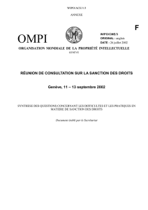 WIPO/ACE/1/3: Synthèse des questions se rapportant à l`application