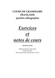 COURS DE GRAMMAIRE FRANÇAISE