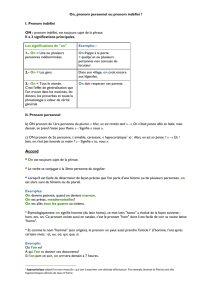 On, pronom personnel ou pronom indéfini ? I. Pronom indéfini ON