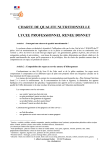 Charte qualité nutritionnelle lycée