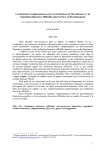 Les relations complémentaires des institutions de microfinance et