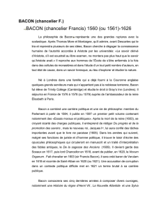BACON (chancelier F.) BACON (chancelier Francis) 1560 (ou 1561