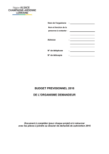 Budget prévisionnel 2016 de l`organisme demandeur