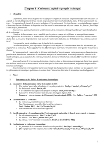 Chapitre 1 : Croissance, capital et progr&egrave;s technique