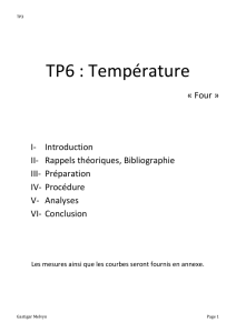 TP3 TP6 : Température « Four » I- Introduction II