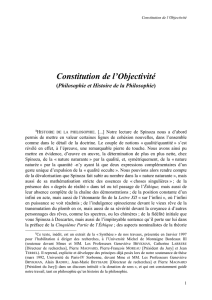 Constitution de l`Objectivité