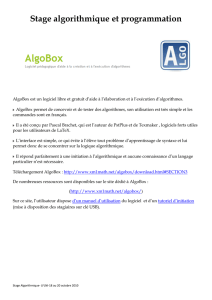 Stage algorithmique et programmation AlgoBox est un logiciel libre