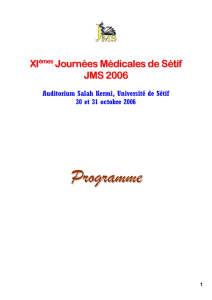 XIèmes journées Médicales de Sétif JMS 2006