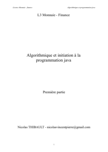 Algorithmique et initiation à la programmation Java